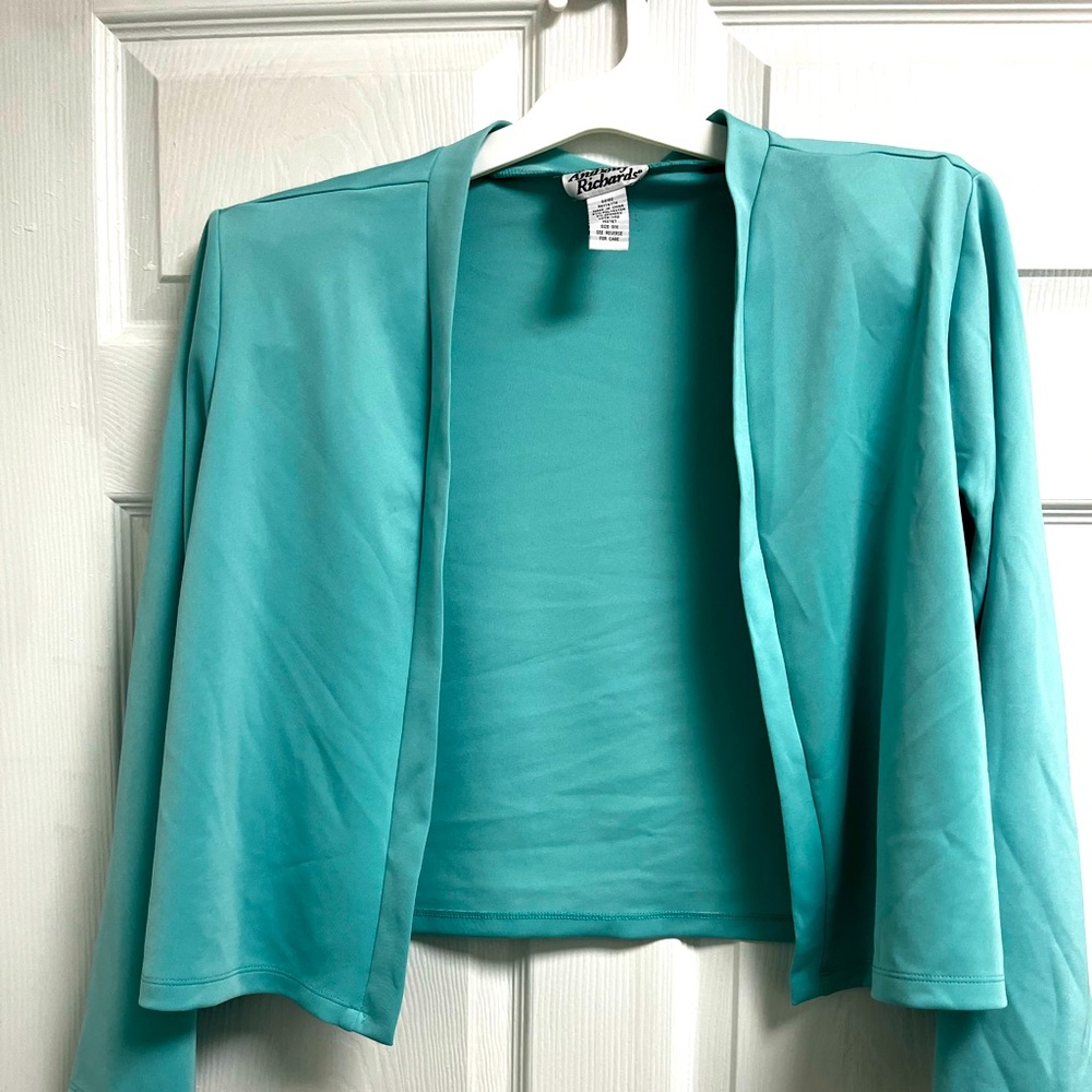 Light teal crop jacket